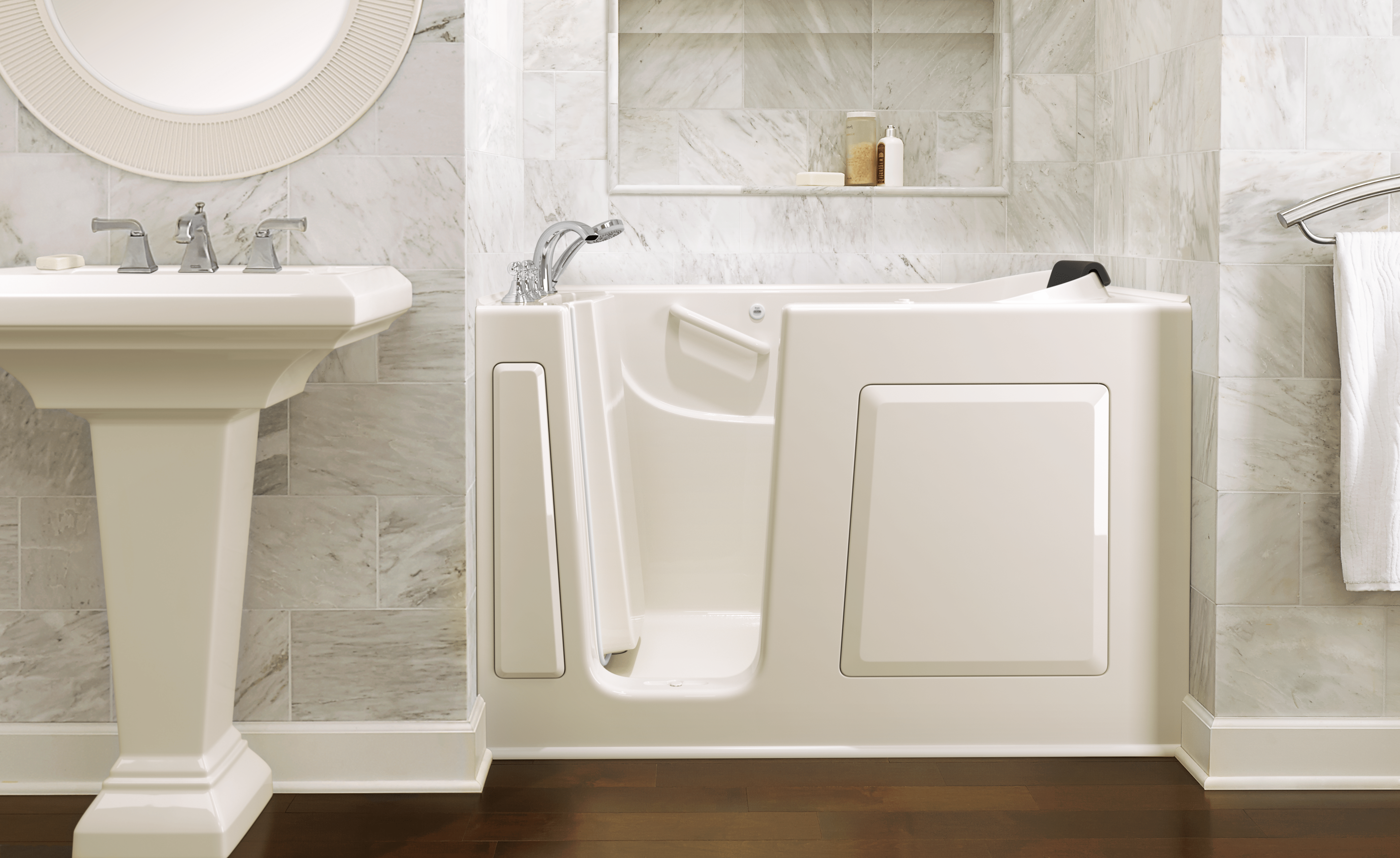 Gelcoat Premium Series 60x30 Inch Walk-In Bathtub with Air Massage System - Left Hand Door and Drain